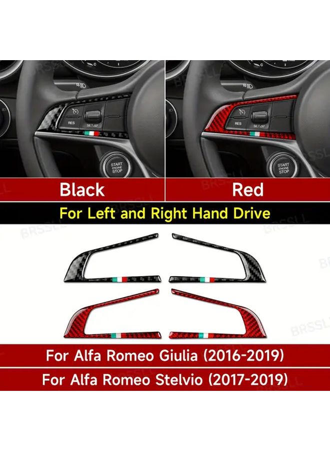 Red Carbon Fiber Steering Wheel Trim Strip Easy Installation Durable Interior Accessory - Image 1
