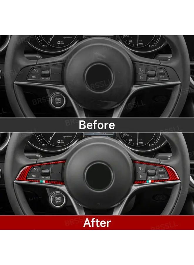 Red Carbon Fiber Steering Wheel Trim Strip Easy Installation Durable Interior Accessory - Image 4