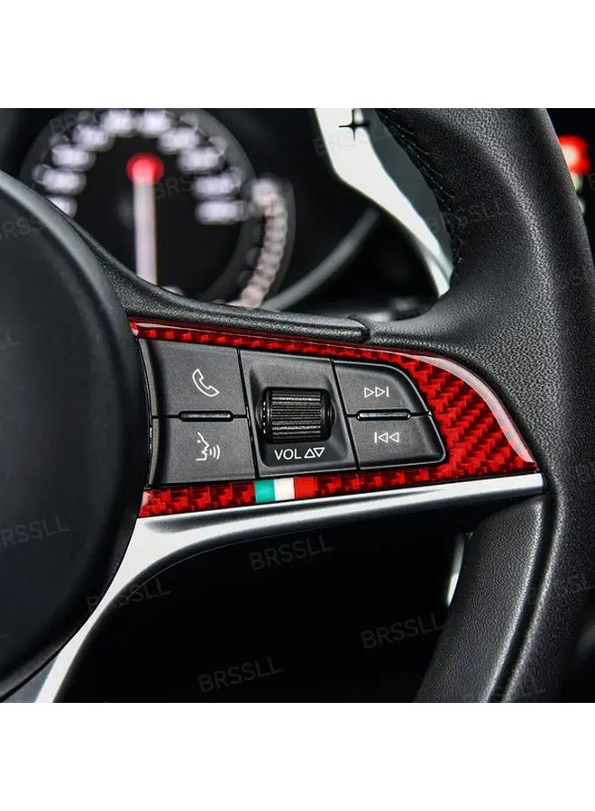 Red Carbon Fiber Steering Wheel Trim Strip Easy Installation Durable Interior Accessory - Image 2