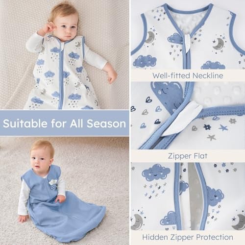 Yoofoss Baby Sleep Sack 18-24 Months with Plush Dots, 2 Pack TOG 1.5 Fleece Baby Wearable Blanket with 2-Way Zipper, Organic Cotton Fabric Toddler Sleeping Sack, (X-Large) - Image 5