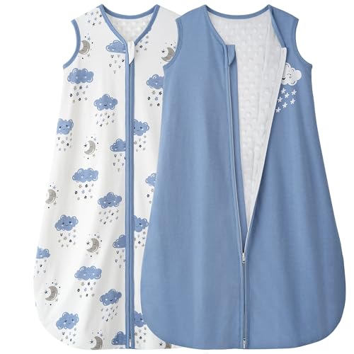 Yoofoss Baby Sleep Sack 18-24 Months with Plush Dots, 2 Pack TOG 1.5 Fleece Baby Wearable Blanket with 2-Way Zipper, Organic Cotton Fabric Toddler Sleeping Sack, (X-Large) - Image 1