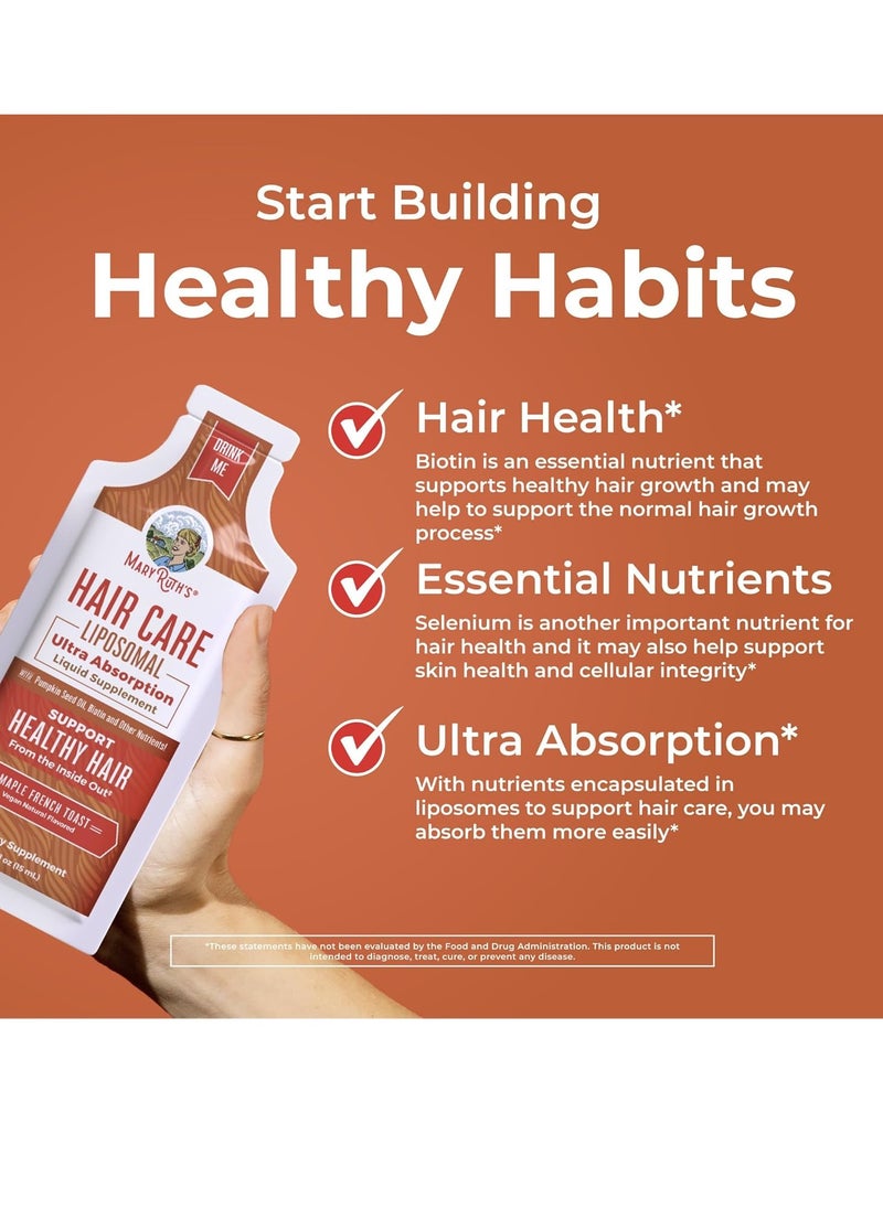 MaryRuth Organics MaryRuth Organics Hair Growth Vitamins, Sugar & Gluten Free, Liquid Hair Vitamins with Vitamin D3, Vitamin E Biotin Hyaluronic Acid, Selenium for Hair & Skin Care Vegan, Non-GMO, 14-0.5 Fl Oz Pouches  - Image 2