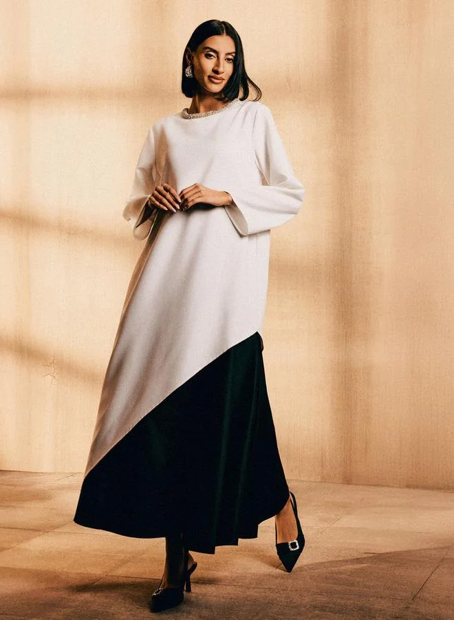 ايكونيك Iconic Maxi Length Cotton A-line Skirt with Panelled Waistband