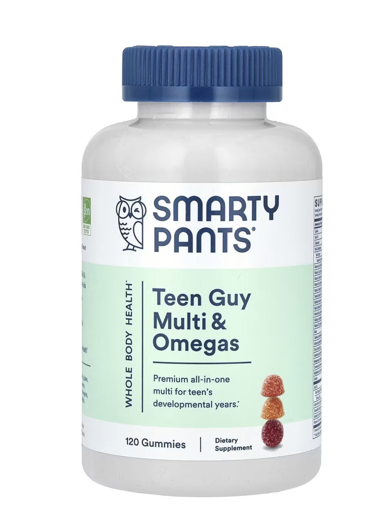 SmartyPants Teen Guy Multi & Omegas Orange Cherry and Lemon Lime 120 Gummies