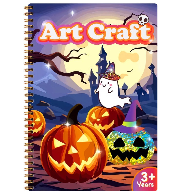 JULEASEL Halloween Foil Paper Arts and Crafts Kits DIY Halloween Arts and Crafts for Kids No Mess Foil and Coloring Books Creative Spooky Art Gifts for Boys Girls Ages 4 - Image 2