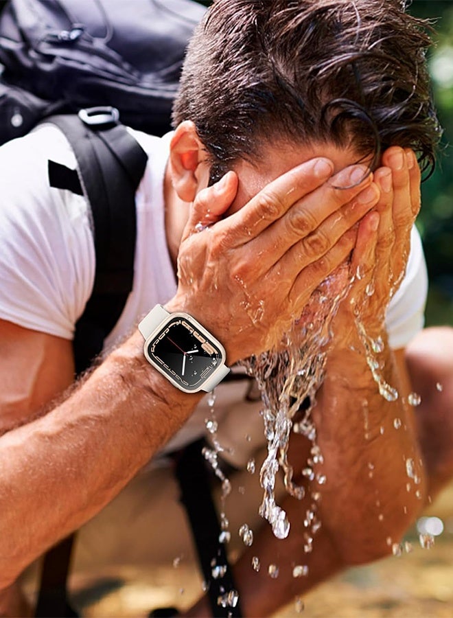 Organizer 2 in 1 Waterproof Case for Apple Watch Series 10 42mm, Straight Edge PC Front & Back Bumper with Tempered Glass Screen Protector 360 Protective Cover for iWatch (42mm, Starlight) - Image 3