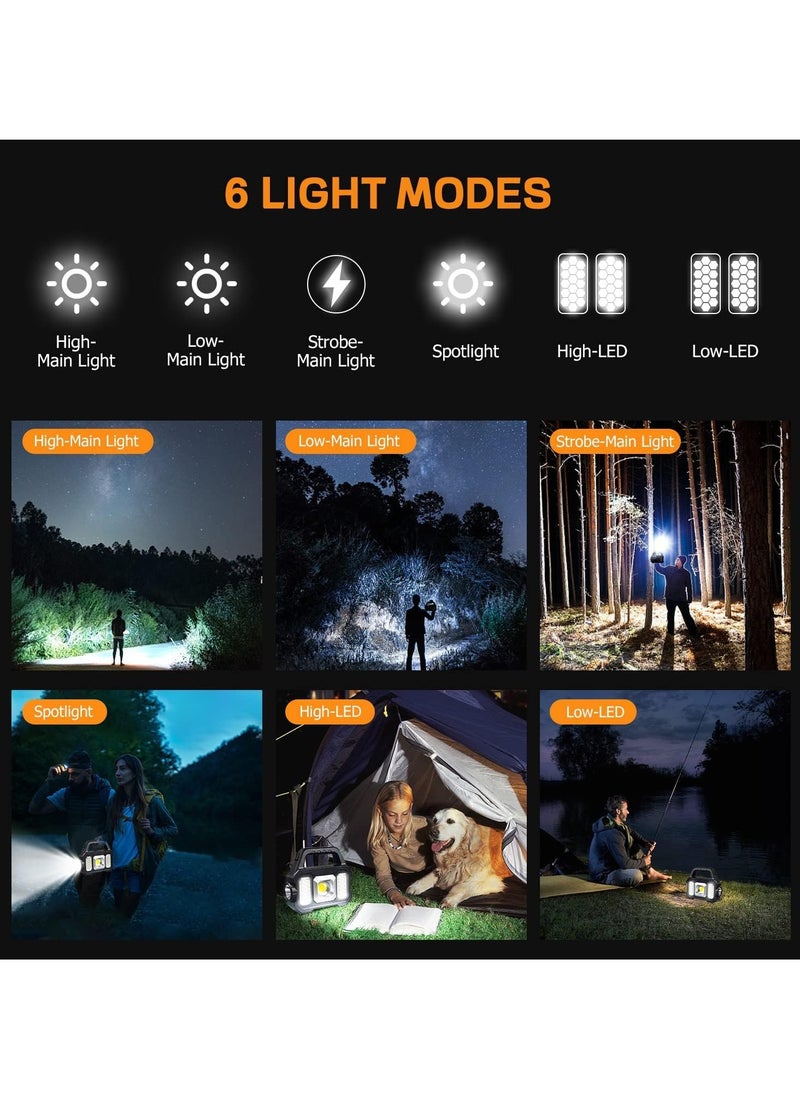 JOGAMS Solar Handheld Flashlight with USB Cable, 6 Modes Rechargeable Multifunction Lights Super Bright LED Searchlight, Lightweight Waterproof Portable Spotlight for Outdoor Camping Emergencies  - Image 3