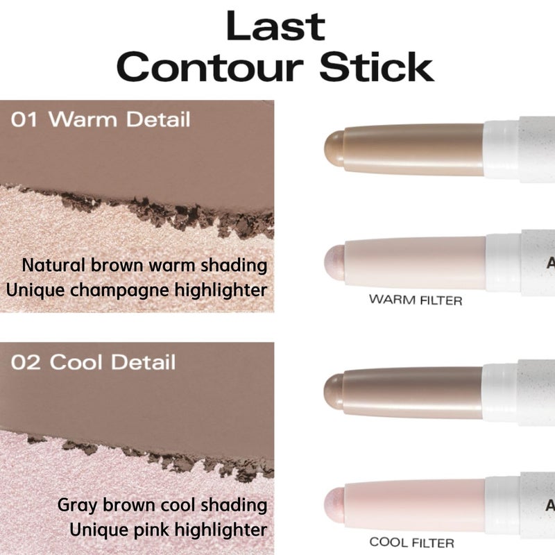 BBI@ BBIA BBIA Last Contour Stick - Dual-Sided Contouring & Highlighting Duo Stick Easy Dual-Ended Natural Contour & Highlight Blendable Buildable Longlasting Korean Face Makeup (02 COOL DETAIL, Pack of 1) - Image 2