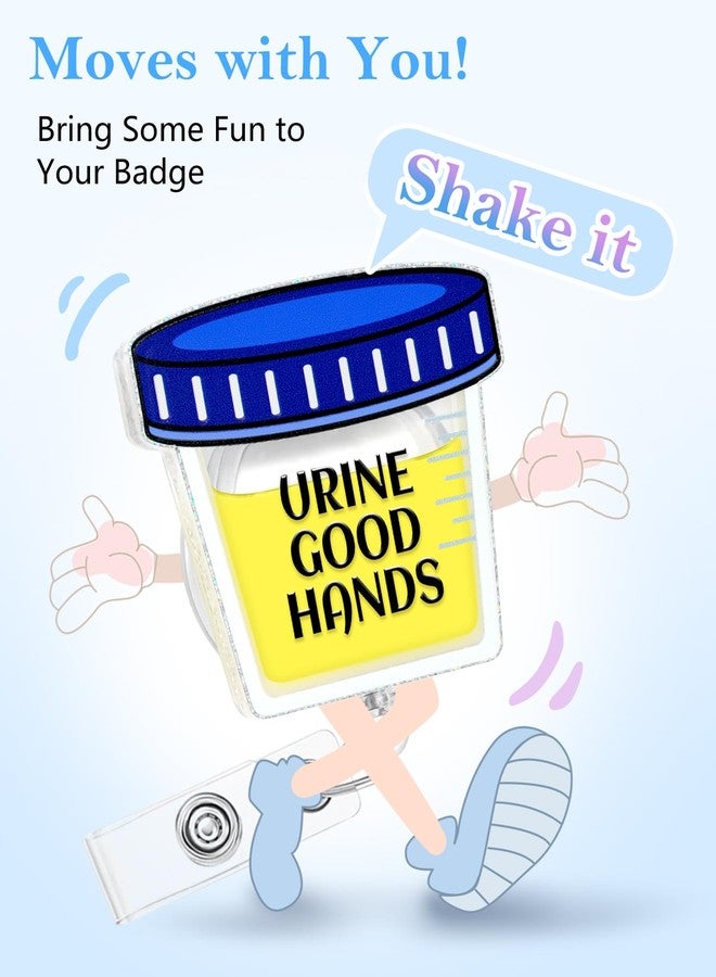 Besoar Shaker Nurse Badge Reel - Urine Good Hands Nursing Badge Holder Retractable with ID Clip,Funny Urology Name Tag Card Accessories with Alligator Clip for Nurse Student Work Hospital - Image 3