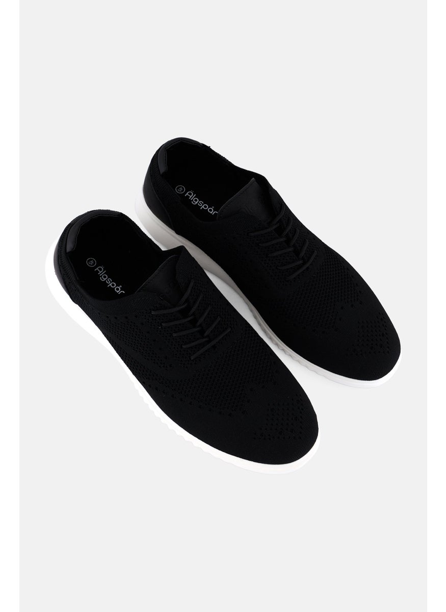 Algspar Men Brand Logo Lace Up Causal Shoes, Black  - Image 4