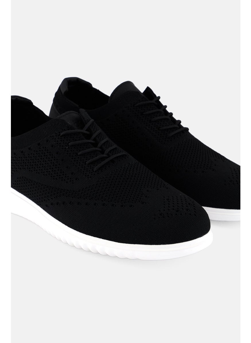 Algspar Men Brand Logo Lace Up Causal Shoes, Black  - Image 3