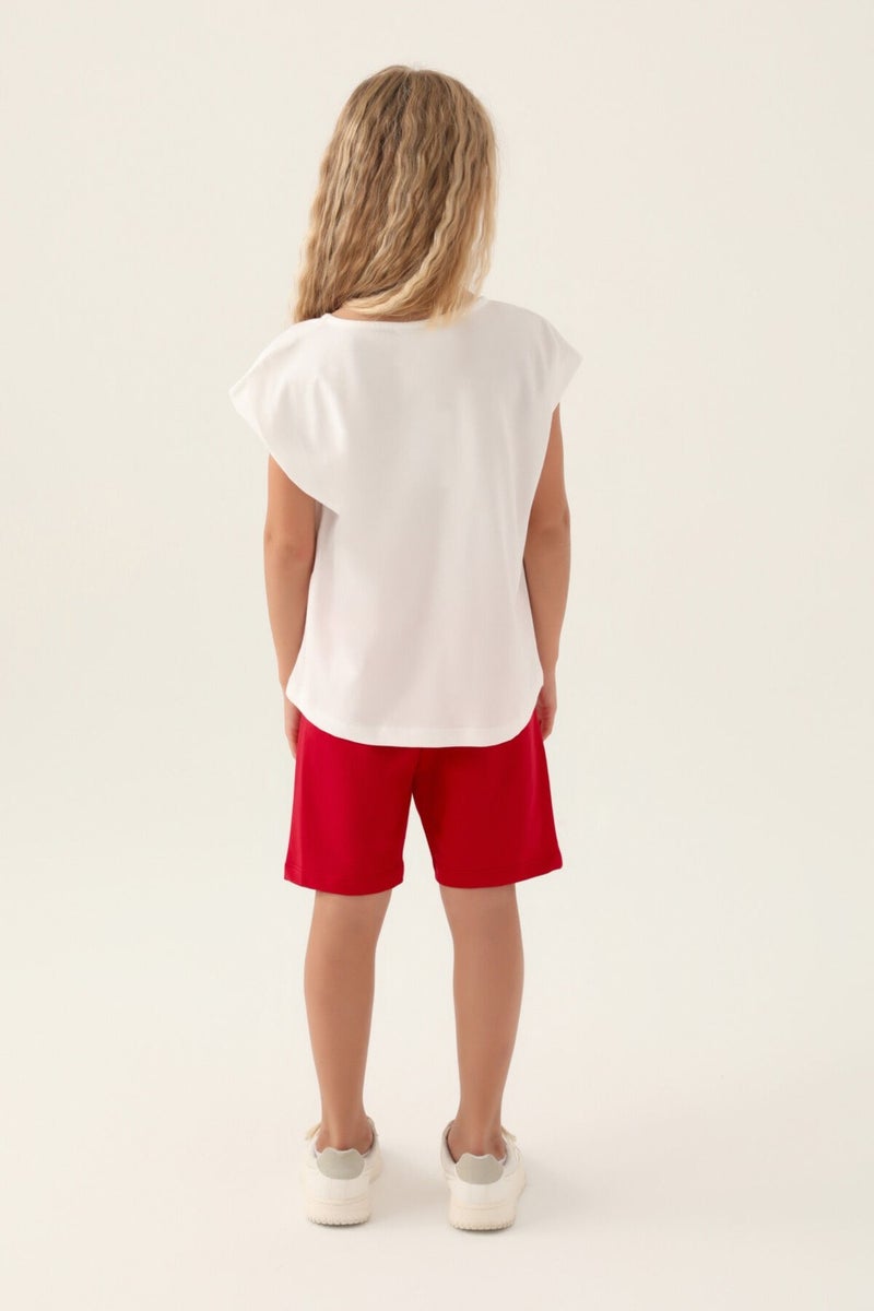 U.S. Polo Assn. Licensed Flower Written Red Girls Bermuda Set  - Image 5