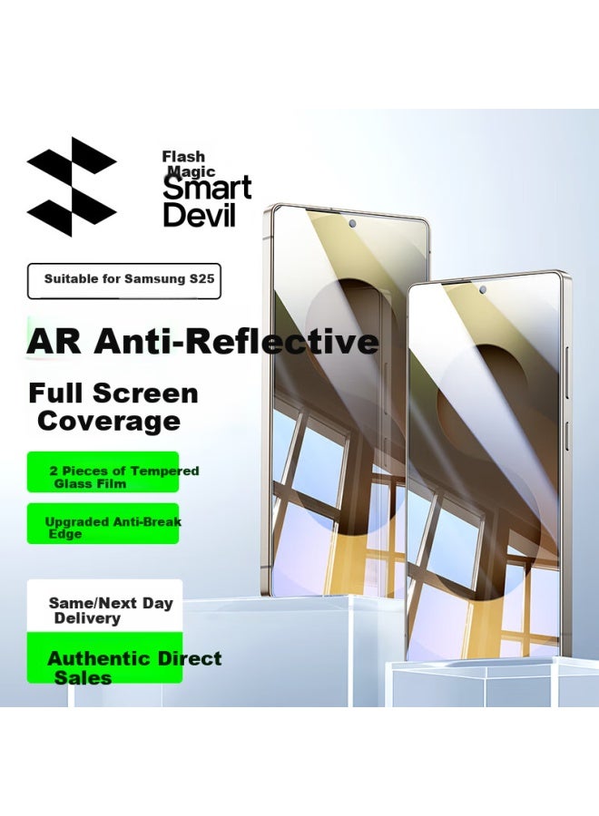 Smartdevil Full Coverage Tempered Glass Screen Protector For Samsung Galaxy S25, Hd Clear Anti-explosion Anti-fingerprint Full Glass Film With No Black Borders, 2-pack With Installation Tool - Image 1
