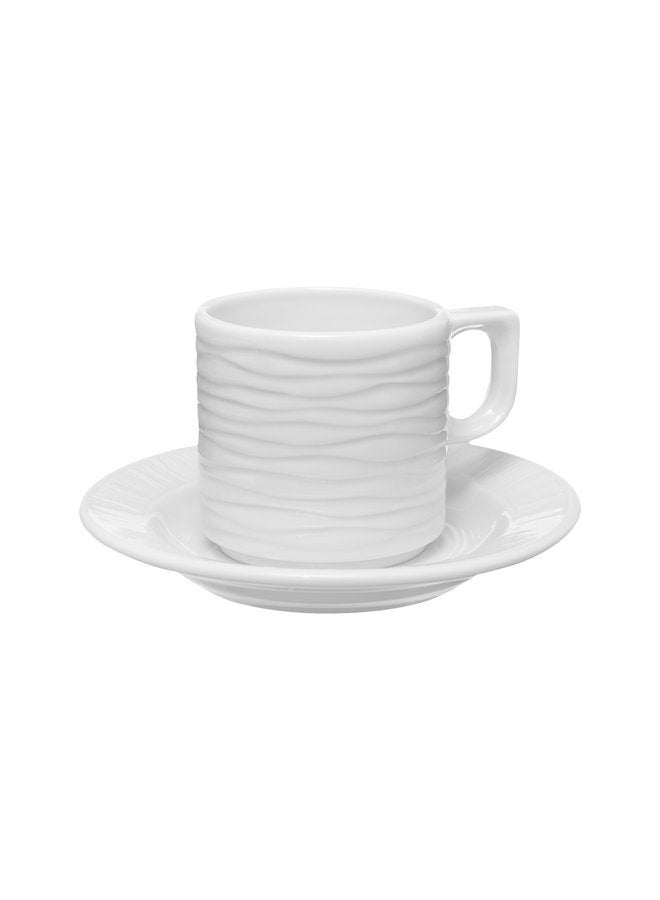 Kutahya Coffee Cup 100 ML & Saucer 12 CM Sea Wave Decorated - Image 2