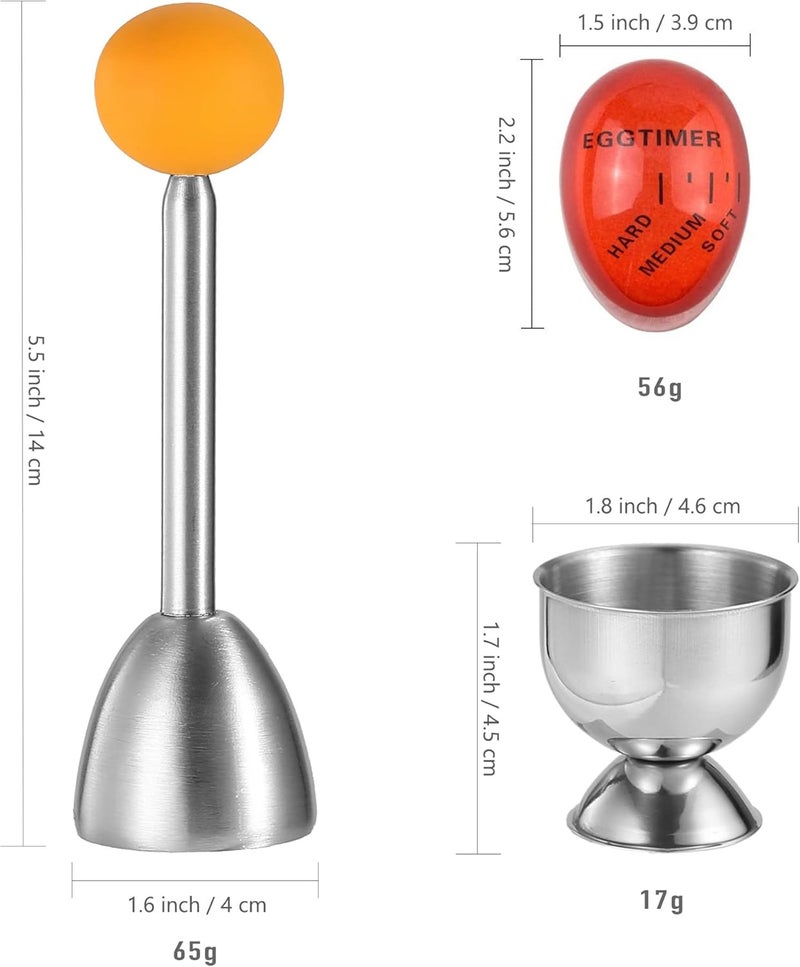 MOLFUJ Egg Cups for Soft Boiled Eggs with Spoons, Egg Cracker Topper Set with Egg Timer, Perfect Hard Boiled Egg Holder Cutter Tool for Breakfast - Image 2