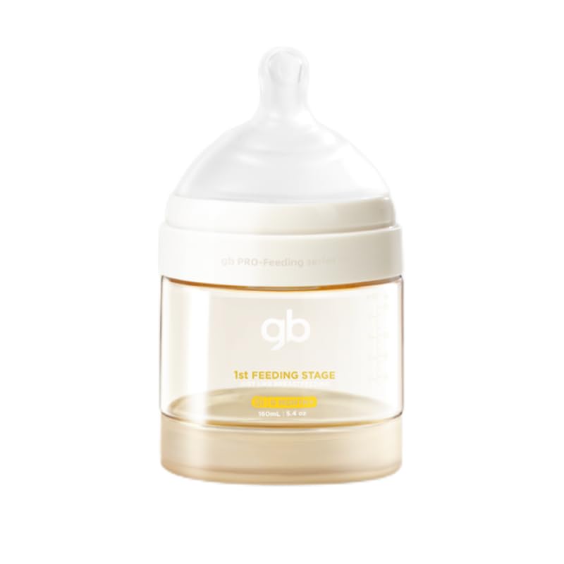 gb Feeding Series 1st Stage Baby Bottle 5.4oz 160ml PPSU BPA-Free, Anti-Colic, Soft Silicone, Ergonomic Handle, Easy to Clean, Ideal for Newborn Essentials & Breastfeeding, 0-3 Months - Image 1