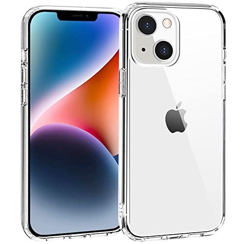TENOC Phone Case Compatible with iPhone 13 & iPhone 14, Clear Case Anti-Yellowing Protective Bumper Hard Back Cover for 6.1 Inch - Image 1