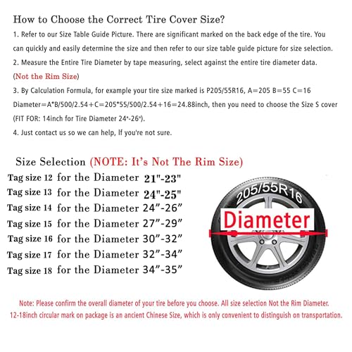 Moonet PVC Leather Spare Tire Wheel Cover for Car Truck SUV Camper Trailer Universal Fit RV JP FJ, R15 Black (for Overall Wheel Diameter 27-29 inch) - Image 2