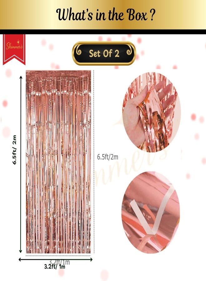 Shimmers Rose Gold Foil Fringe Curtain – Pack of 2, 3ft x 6ft Metallic Tinsel Photo Booth Backdrop for B'day, Anniversary, Bachelorette, Baby Shower, Wedding, New Year, Celebration Decorations - Image 2