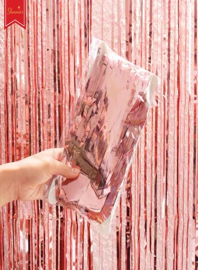 Shimmers Rose Gold Foil Fringe Curtain – Pack of 2, 3ft x 6ft Metallic Tinsel Photo Booth Backdrop for B'day, Anniversary, Bachelorette, Baby Shower, Wedding, New Year, Celebration Decorations - Image 4