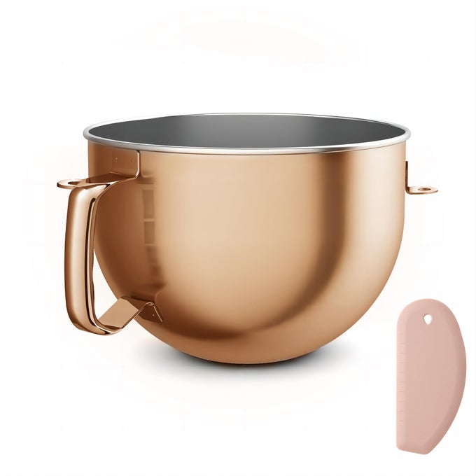 COPPER COLOR STAINLESS STEEL 6 QUART MIXING BOWL FOR KITCHEN AID PROFESSIONAL BOWL LIFT STAND MIXER HEAVY DUTY EXTRA MIXER BOWL FITS KP26 KB26 DISHWASHER SAFE ERGONOMIC HANDLE