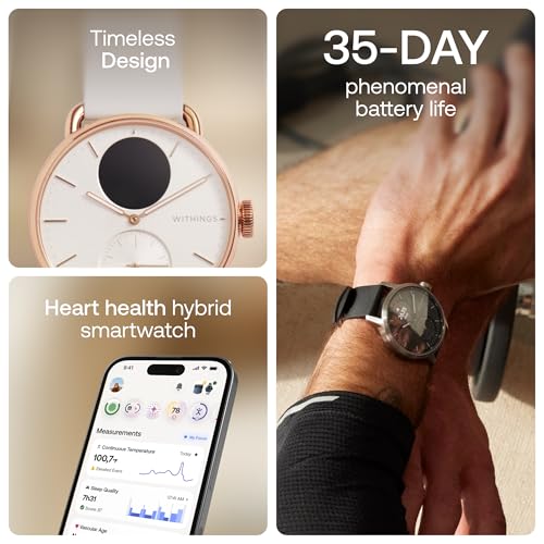 WITHINGS ScanWatch 2 Hybrid Smart Watch Heart Rate Monitoring Fitness Tracker Cycle Tracker Sleep Monitoring GPS Tracker 30Day Battery Life Android Apple Compatible HSAFSA - Image 3