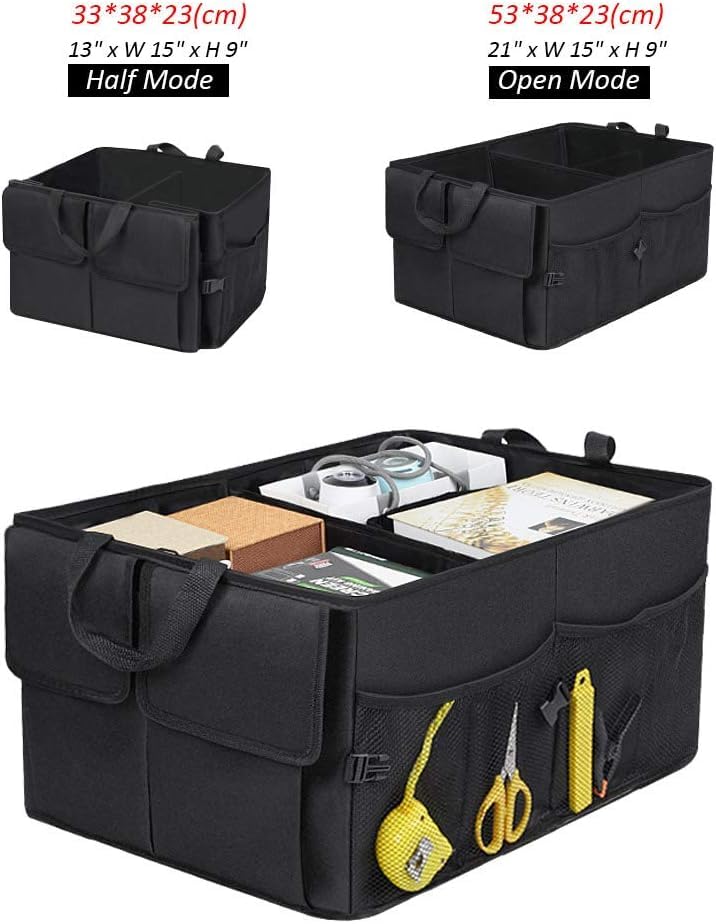 FEELING MALL 8 Compartments Automotive Collapsible Car Boot Organiser Shopping Tidy box Car trunk organizer folding car bag Travel basket storage bags trunk bag with Carry Handles for Essentials Tools - Image 2