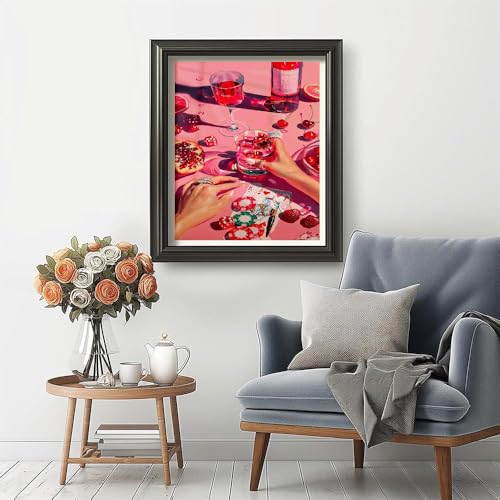 mjcakrn Party Vintage Paint by Numbers for Adults Beginner, DIY Acrylic Retro Funny Poker Easy Adults Paint by Number Kits, Watercolor Paint by Numbers Kits on Canvas for Home Wall Decor 16x20inch - Image 3