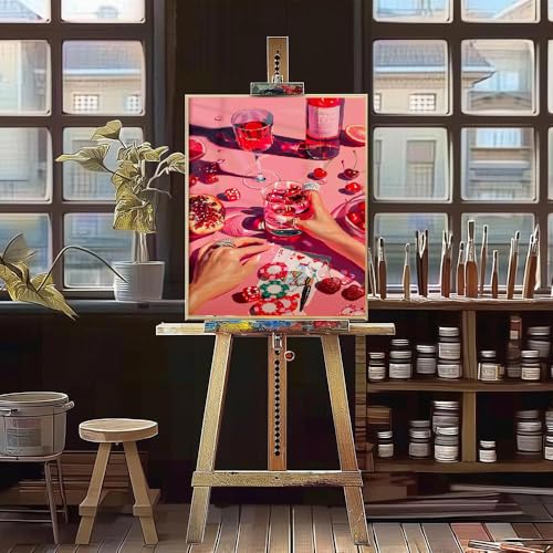 mjcakrn Party Vintage Paint by Numbers for Adults Beginner, DIY Acrylic Retro Funny Poker Easy Adults Paint by Number Kits, Watercolor Paint by Numbers Kits on Canvas for Home Wall Decor 16x20inch - Image 4