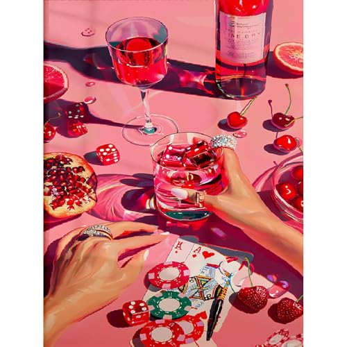 mjcakrn Party Vintage Paint by Numbers for Adults Beginner, DIY Acrylic Retro Funny Poker Easy Adults Paint by Number Kits, Watercolor Paint by Numbers Kits on Canvas for Home Wall Decor 16x20inch - Image 1