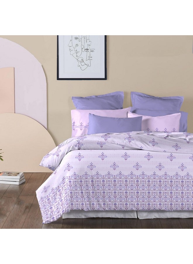 Trident Soft Comfort Bedsheet for Double Bed, 210 TC 100% Cotton Bedsheet, Soft and Breathable, King Size Bedsheet with 2 Pillow Covers - Lilac Affair - Image 2
