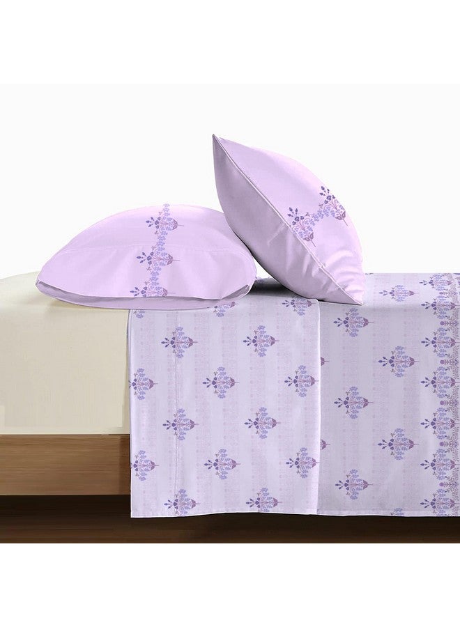 Trident Soft Comfort Bedsheet for Double Bed, 210 TC 100% Cotton Bedsheet, Soft and Breathable, King Size Bedsheet with 2 Pillow Covers - Lilac Affair - Image 4