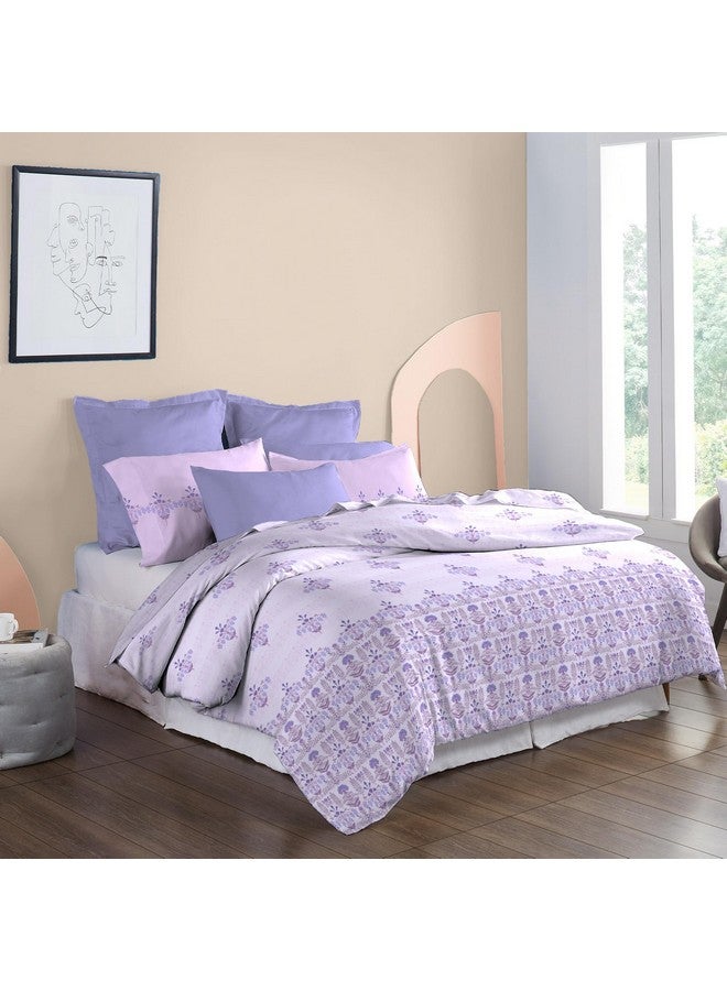Trident Soft Comfort Bedsheet for Double Bed, 210 TC 100% Cotton Bedsheet, Soft and Breathable, King Size Bedsheet with 2 Pillow Covers - Lilac Affair - Image 1