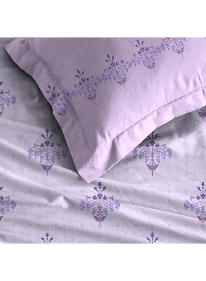 Trident Soft Comfort Bedsheet for Double Bed, 210 TC 100% Cotton Bedsheet, Soft and Breathable, King Size Bedsheet with 2 Pillow Covers - Lilac Affair - Image 5