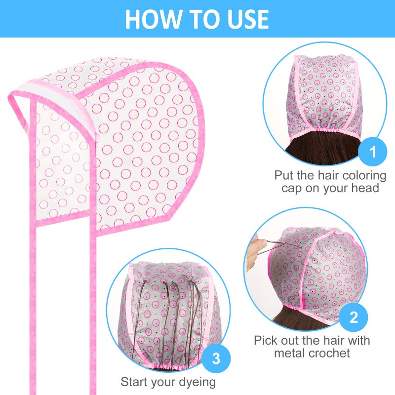 BOAO مجموعة بواو من 3 أطقم قبعات تمييز، قبعات تمييز للشعر، قبعة صبغ مبيضة مع ثقب وخطاف، مجموعة صبغ لتفتيح الشعر، تمييز، ملحقات الألوان (ألوان متنوعة) - Image 2