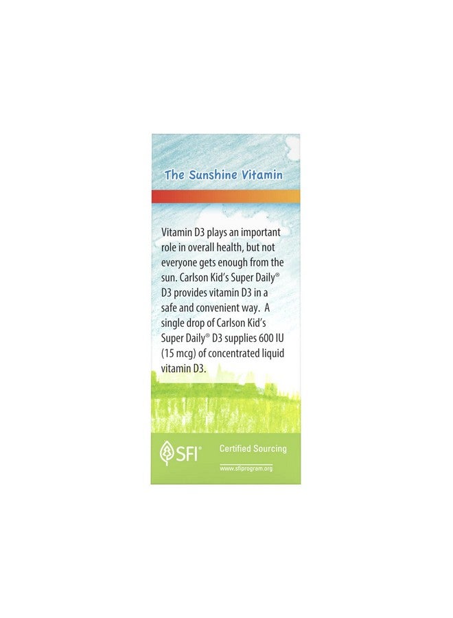 Carlson كارلسون - سوبر دايلي D3 للأطفال، قطرات فيتامين D للأطفال، 600 وحدة دولية (15 ميكروغرام) لكل قطرة، نباتي، قطرات فيتامين D سائلة للأطفال، بدون نكهة، 90 قطرة (2.54 مل) - Image 4