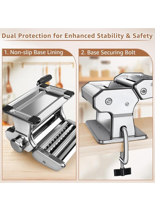 آلة صنع المكرونة الممتازة: أسطوانة 150 ملم مع قاطعة، 7 إعدادات سُمك قابلة للتعديل، شفرات مزدوجة قابلة للفصل، ذراع تدوير يدوي - معكرونة منزلية الصنع، معكرونة فيتوتشيني ولازانيا ورافيولي وفارفالي - Image 5