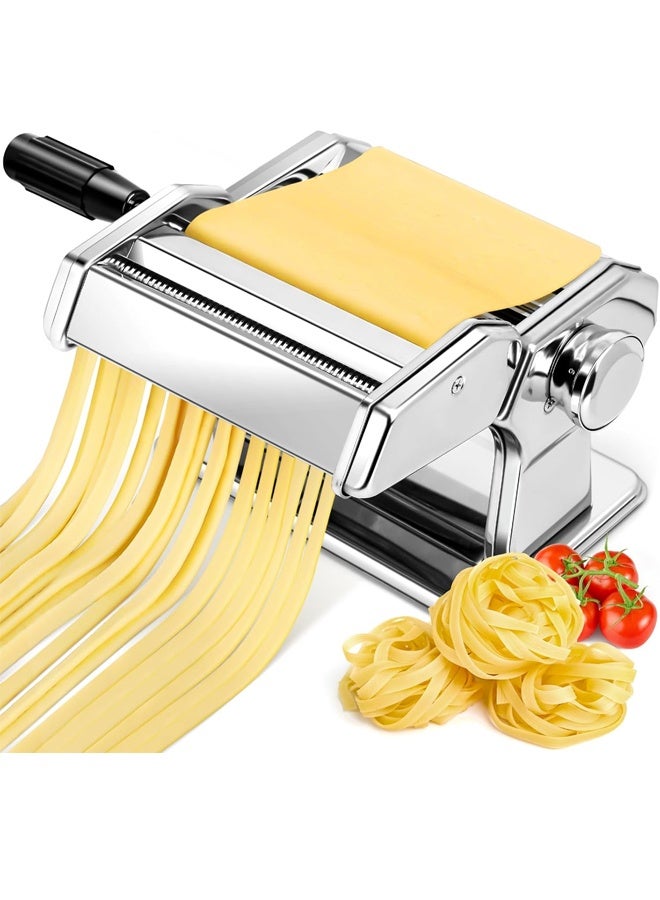 آلة صنع المكرونة الممتازة: أسطوانة 150 ملم مع قاطعة، 7 إعدادات سُمك قابلة للتعديل، شفرات مزدوجة قابلة للفصل، ذراع تدوير يدوي - معكرونة منزلية الصنع، معكرونة فيتوتشيني ولازانيا ورافيولي وفارفالي - Image 1