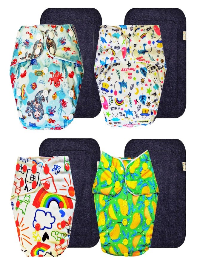 Dumbledo Premium Cloth Diaper with Gray Insert (Pack of 4) | Hypoallergenic | Reusable & Washable | Easy to Clean | Designed by Moms | 3 Months - 3 Years | Unisex Baby - Image 1