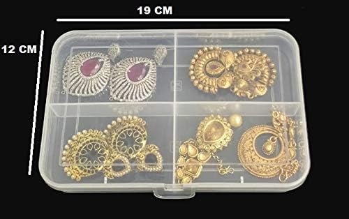 CSM Jewelry Case OrganizerCLICK3 Rectangular Plastic Storage Box with dividers 4612 Grids Transparent Pack of 3 Boxes - Image 3