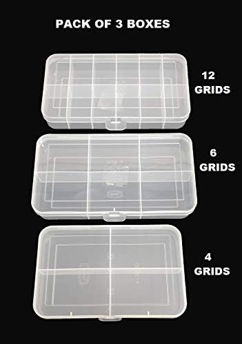 CSM Jewelry Case OrganizerCLICK3 Rectangular Plastic Storage Box with dividers 4612 Grids Transparent Pack of 3 Boxes - Image 2
