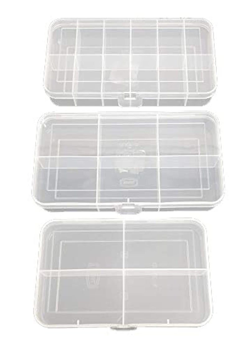 CSM Jewelry Case OrganizerCLICK3 Rectangular Plastic Storage Box with dividers 4612 Grids Transparent Pack of 3 Boxes - Image 1