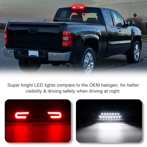 SHINEFIT LED Third Brake Light Replacement for 2007-2014 Silverado Sierra 1500 2500 3500 HD High Mount Stop 3rd Brake Light White Cargo Light Lamp - Image 2