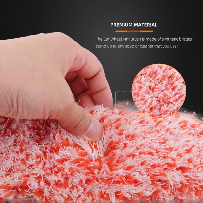 SPTA Microfibre Rim Brush Set - 2 Pcs Wheel Cleaner Brushes with Extra Covers - Image 4