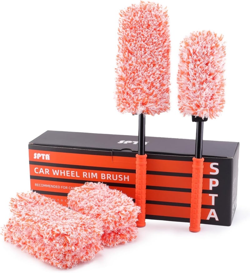 SPTA Microfibre Rim Brush Set - 2 Pcs Wheel Cleaner Brushes with Extra Covers - Image 1