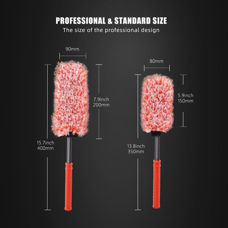 SPTA Microfibre Rim Brush Set - 2 Pcs Wheel Cleaner Brushes with Extra Covers - Image 2