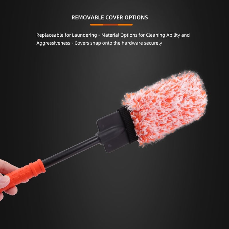 SPTA Microfibre Rim Brush Set - 2 Pcs Wheel Cleaner Brushes with Extra Covers - Image 5
