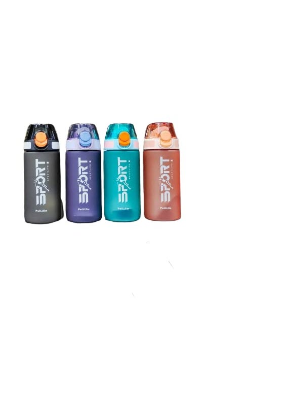 TEMSON - TEMSON Transparent Leak-Proof Sports Water Bottle For Gym, Office, Yoga With Straw, Holder & Secure Lock, One Touch Open Handy Sipper Bottle For Kids & Adults, 550ml(PLJ-009-550) Purple - Image 1