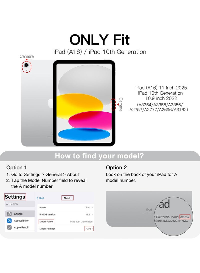 DUSALA Rotating Case for iPad (A16) 11 Generation 11 inch (2025) with Pencil Holder,360 Degree Rotation Protective Stand Slim Cover Clear Back, Auto Wake/Sleep (iPad A16) - Image 2