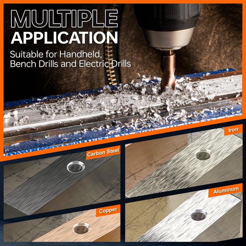 Matework M35 Cobalt Stubby Drill Bits, Matework 6PCS Short Drill Bits for Metal with 1/4" Hex Shank, Sizes 3/32"-1/8"-3/16"-1/4"-5/16"-3/8" Cobalt Drill Bit Set for Hardened Steel Carbide Wood Plastic - Image 5